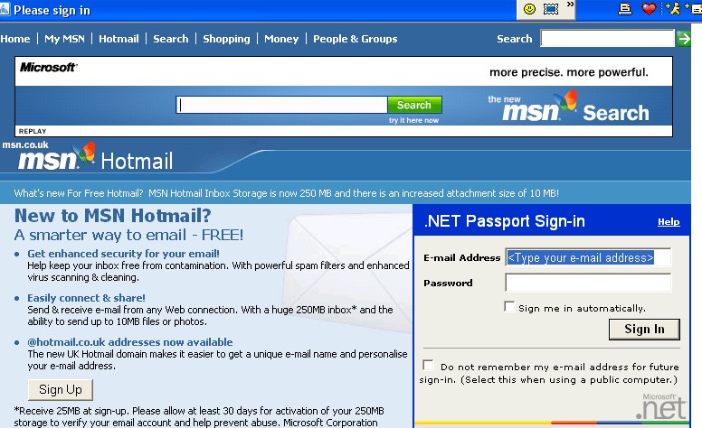 These notes will show you how to sign up for a free Hotmail... www.hotmail.com...